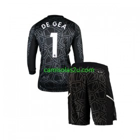 Camisolas de futebol Manchester United DE GEA 1 Guarda Redes Criança Equipamento Alternativa 2022/23 Manga Comprida